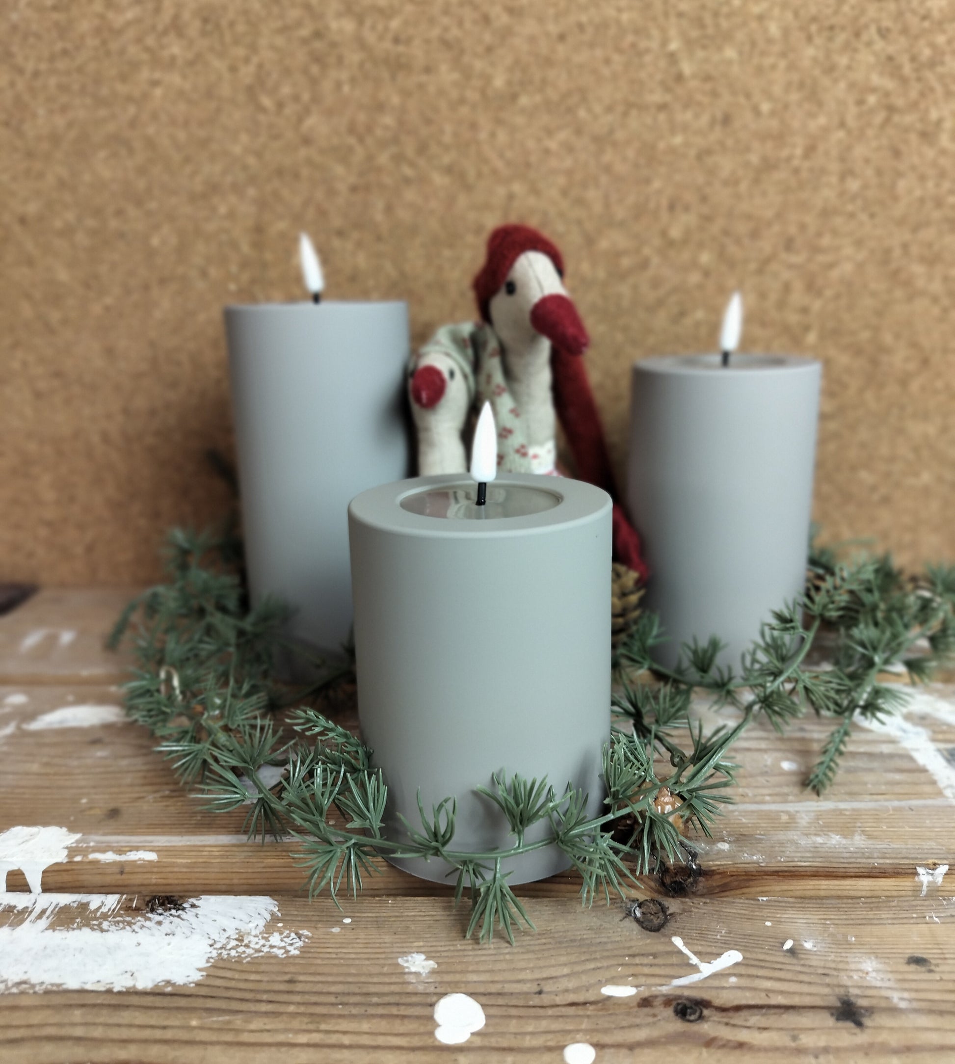 Udendørs Bloklys STØVET SAND 3 størrelser med pynt omkring