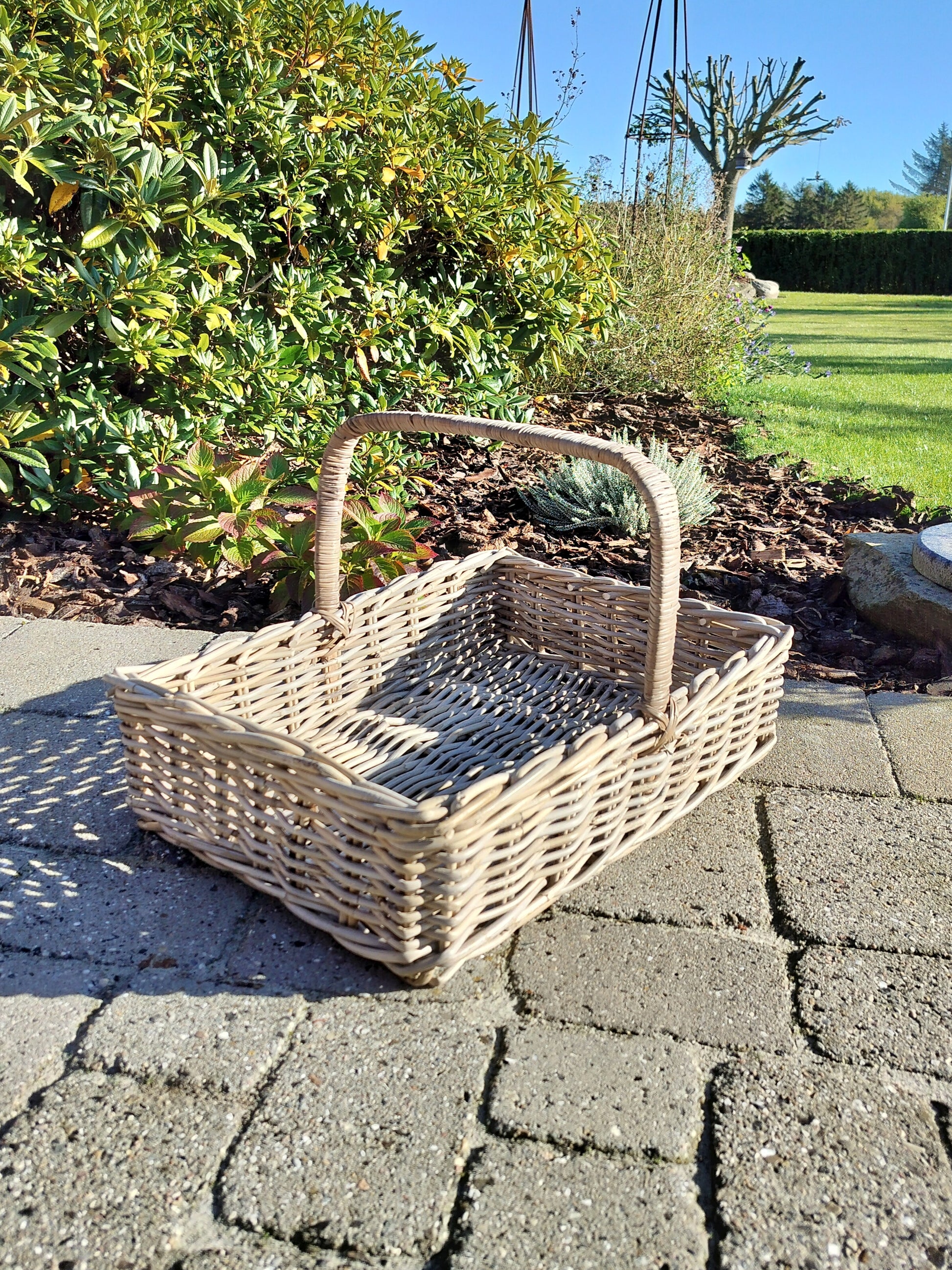 Flettet rattan bykurv - Firkantet 57 x 41 x H 15 cm