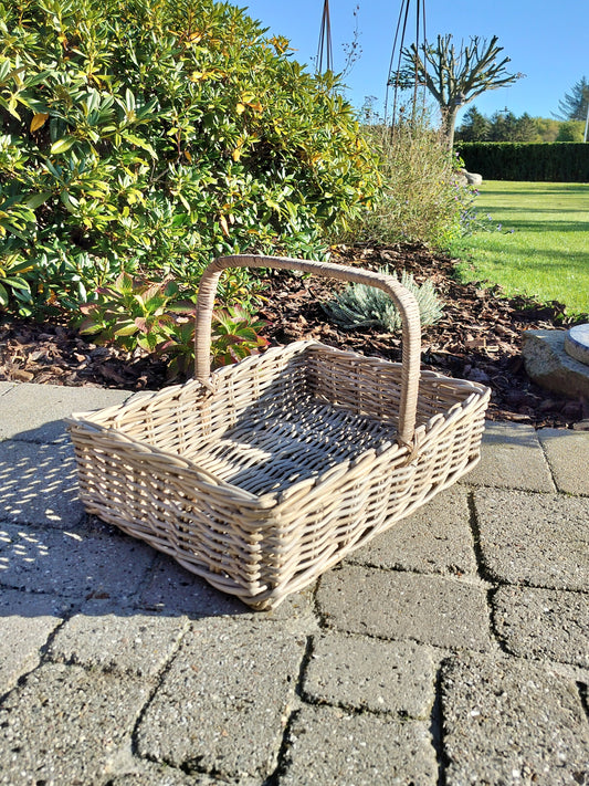 Flettet rattan bykurv - Firkantet 57 x 41 x H 15 cm