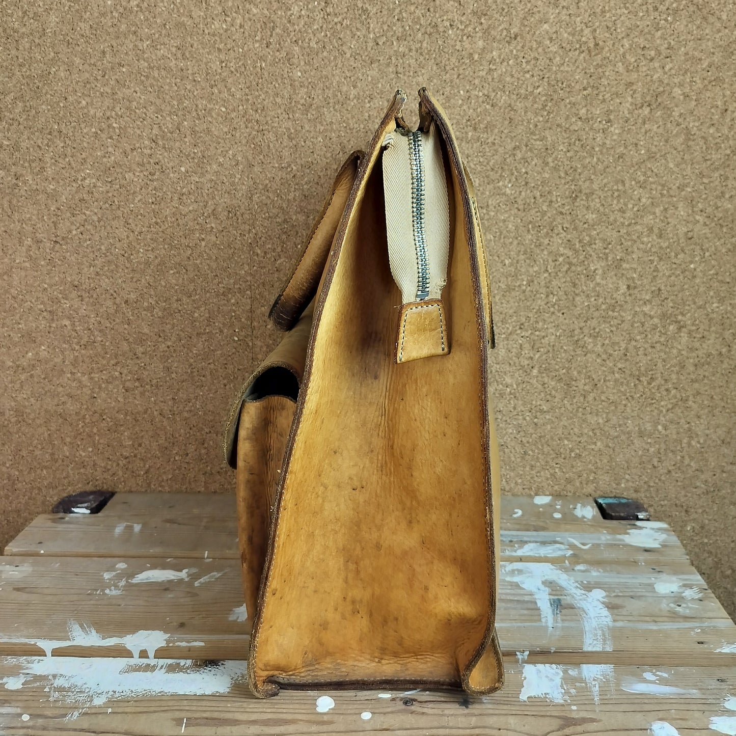 Secondhand - Shopper af kernelæder (patineret), den ene side