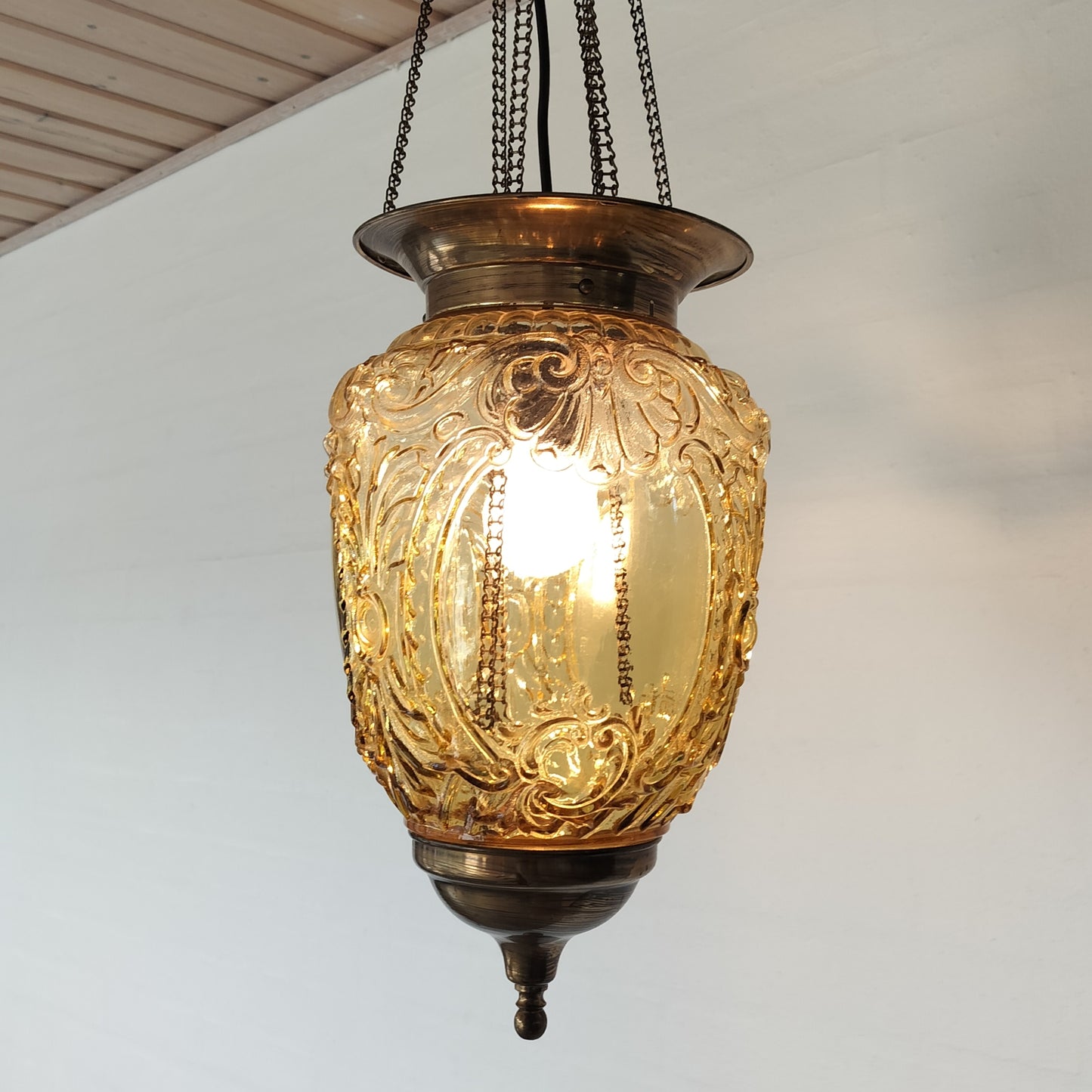 Secondhand - Smuk gul glas lampe