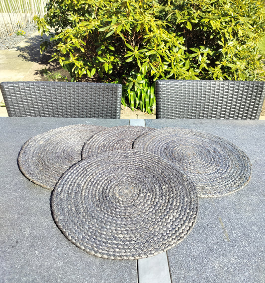 Ib Laursen - Dækkervietter 4 stk. Mørkegrå jute