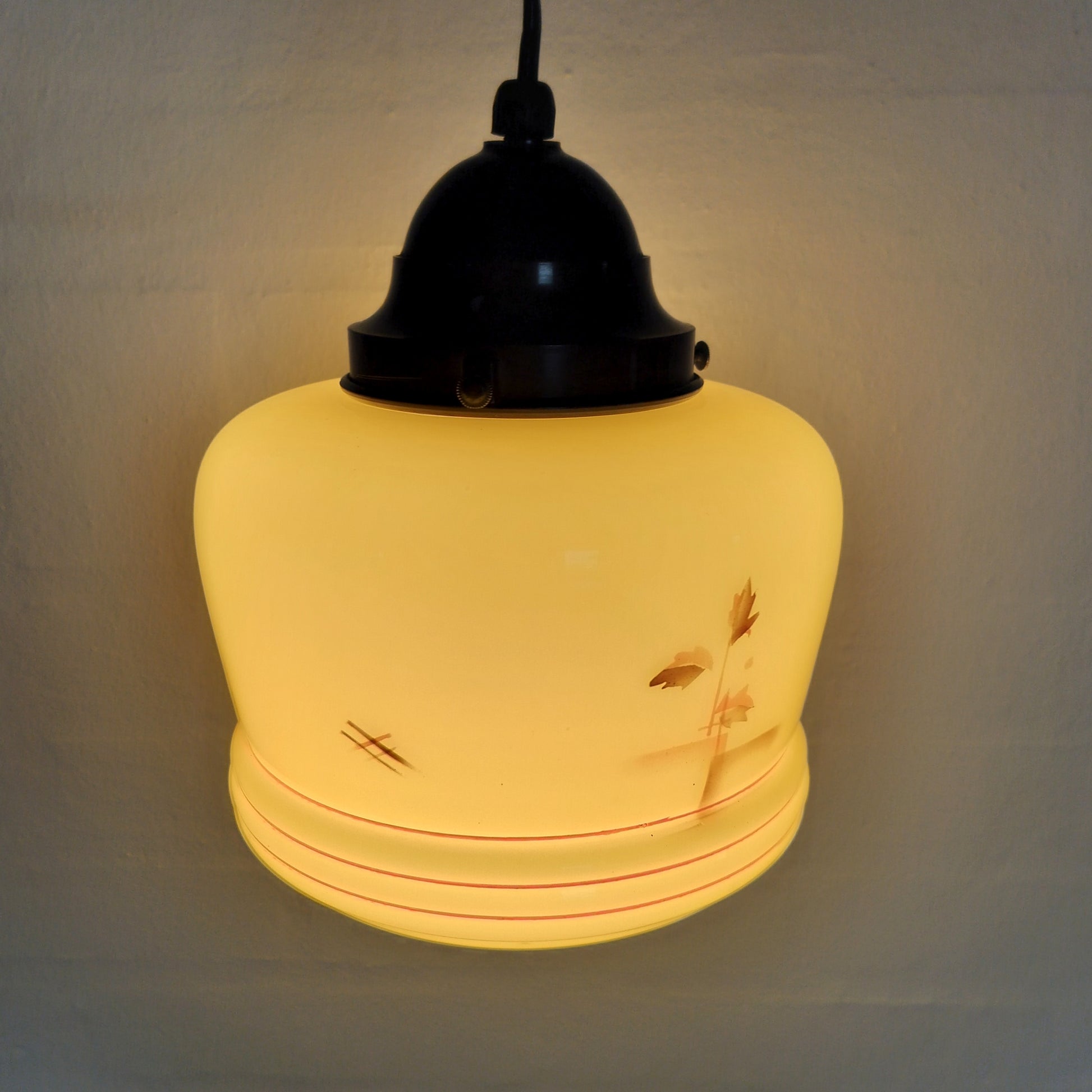 Secondhand - Gammel retro glas lampe med lys i