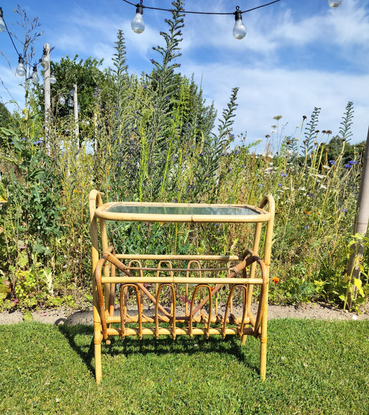 Secondhand - Bambus avisholder med matteret glasplade (4)