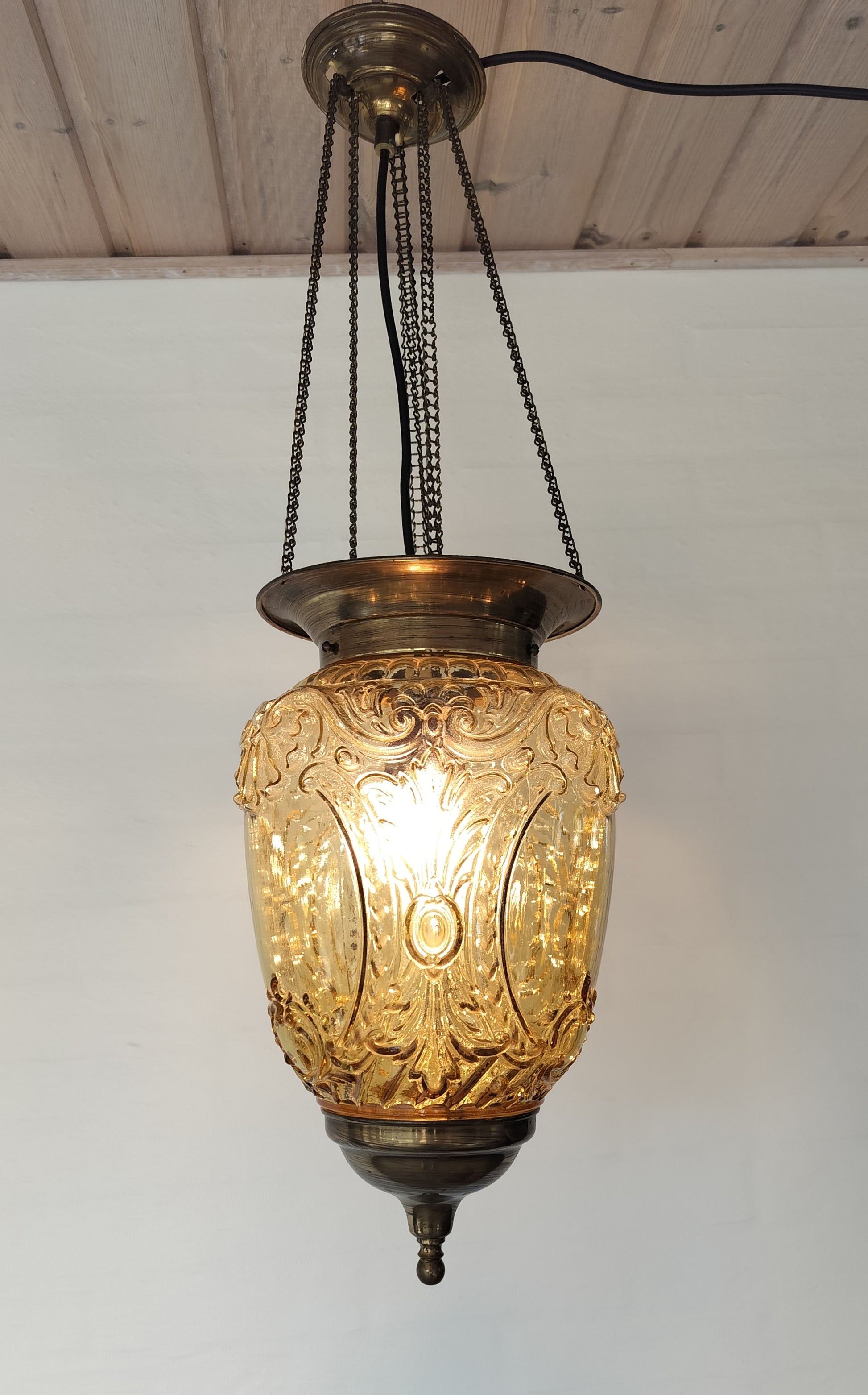 Secondhand - Smuk gul glas lampe