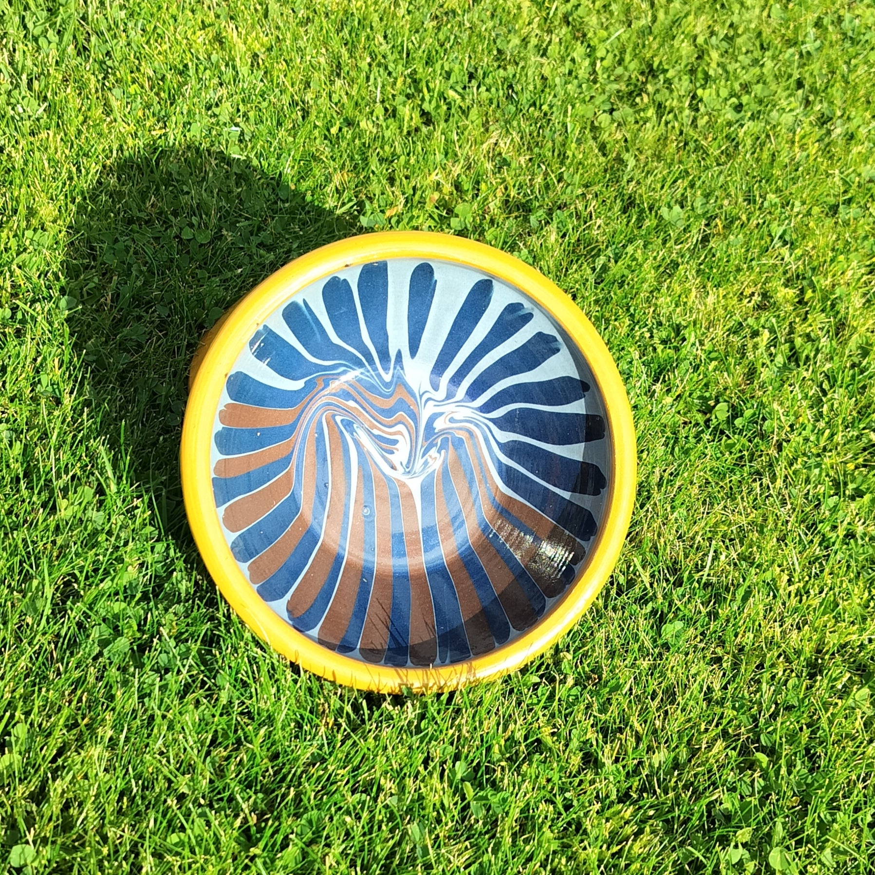 Secondhand - Lille lerskål fra Abbednæs potteri Ø 16,5 x H 5,5 cm mønster 2