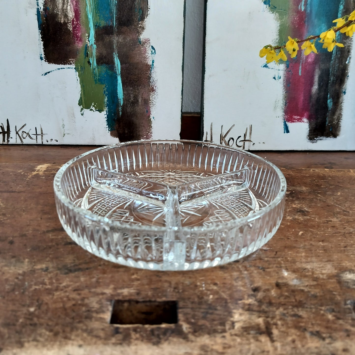 Secondhand - Rundt glasfad med opdeling