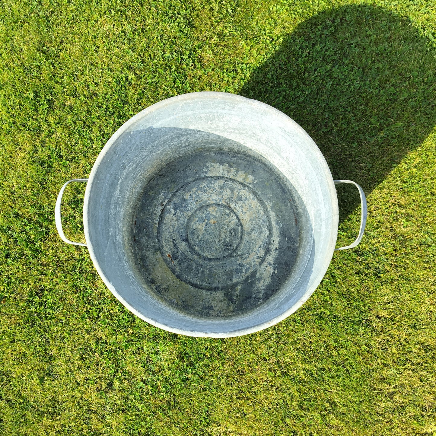 Secondhand - Stor gammel zink spand Ø 41/42 x H 35,5 cm