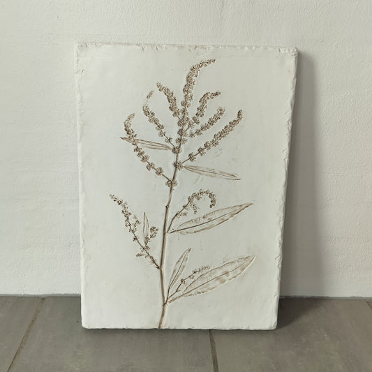 Ib Laursen - Billede med blomsteraftryk i gips B 32 x H 45 cm