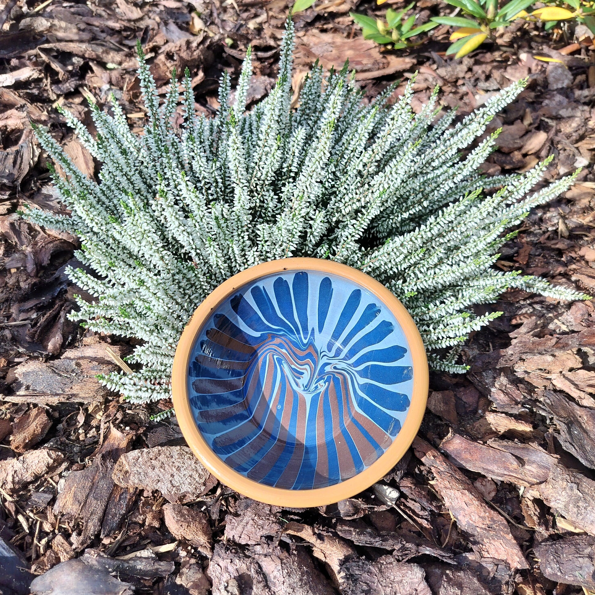 Secondhand - Lille lerskål fra Abbednæs potteri Ø 16,5 x H 5,5 cm mønster 2