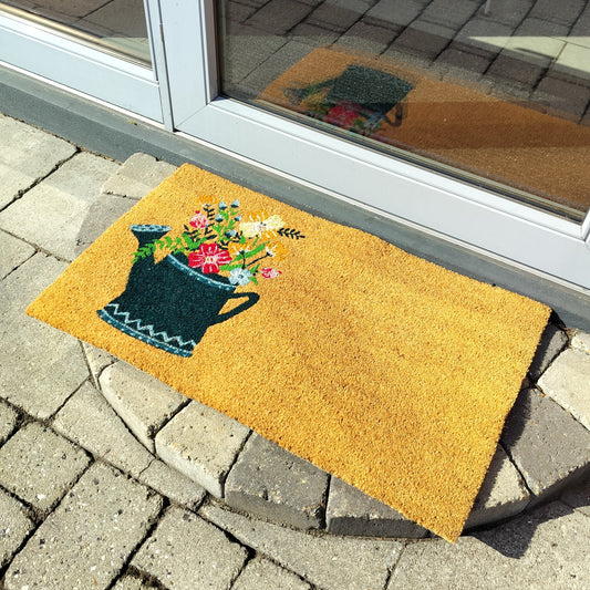 Dørmåtte med motiv af vandkande med blomster B 45 x L 75 cm