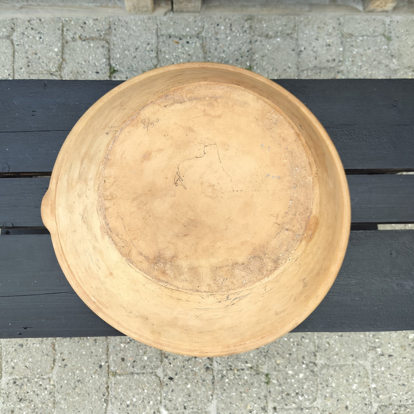 Secondhand - Stort lerfad, Ø 40/42 x H 14,5 cm