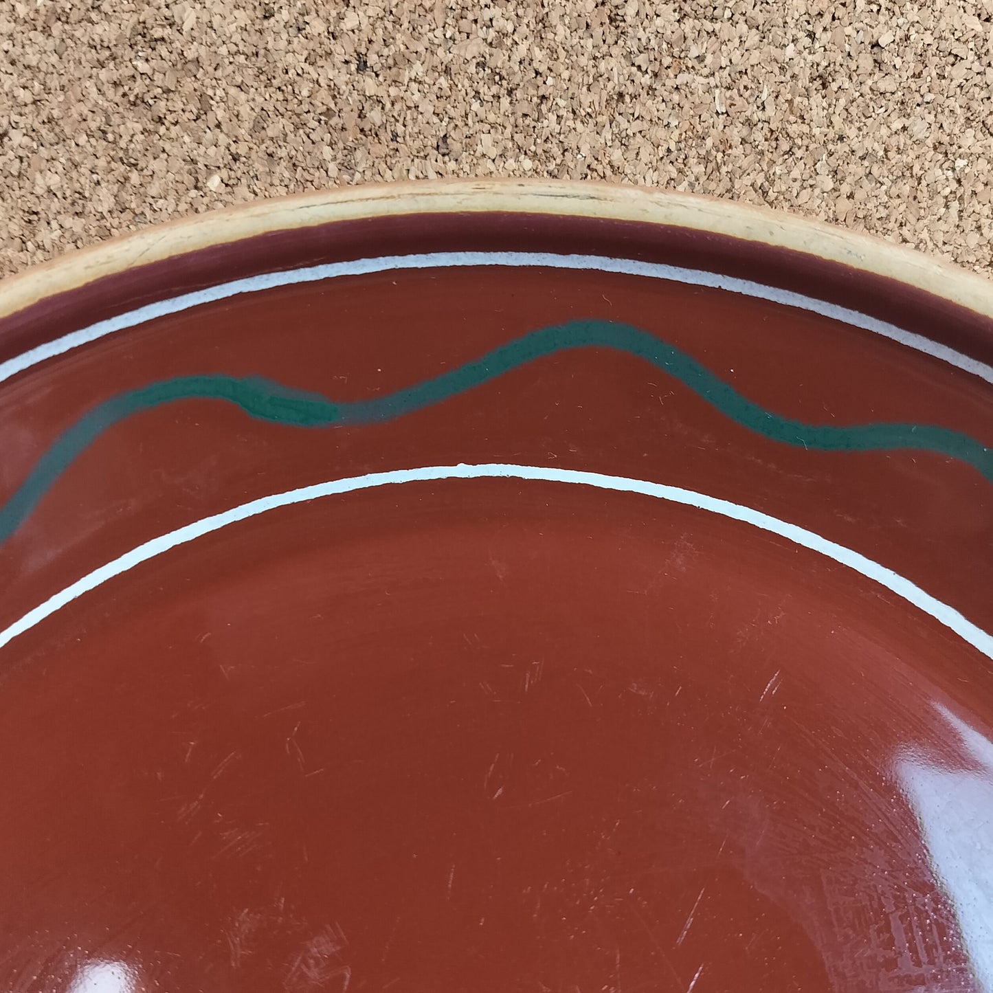 Secondhand - Lerfad med mønster Ø 29,5 cm og H 5 cm.