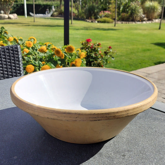 Secondhand - Lerfad hvid Ø 32 x H 11 cm