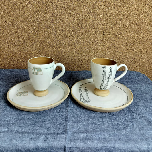 Secondhand - Kop med sidetallerken 2 sæt
