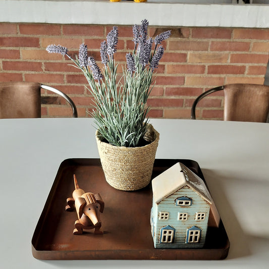 Secondhand - Stor antikbrun metal bakke 40 x 40 x H 2,7 cm