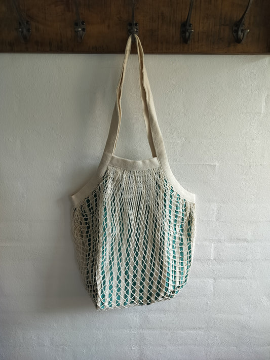indkøbsnet stribet grøn-beige