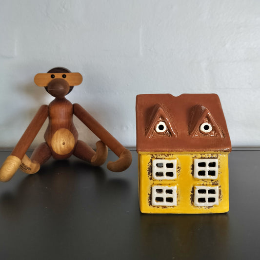 Ib Laursen - Hus til fyrfadslys Nyhavn (mini) gul med brunt tag