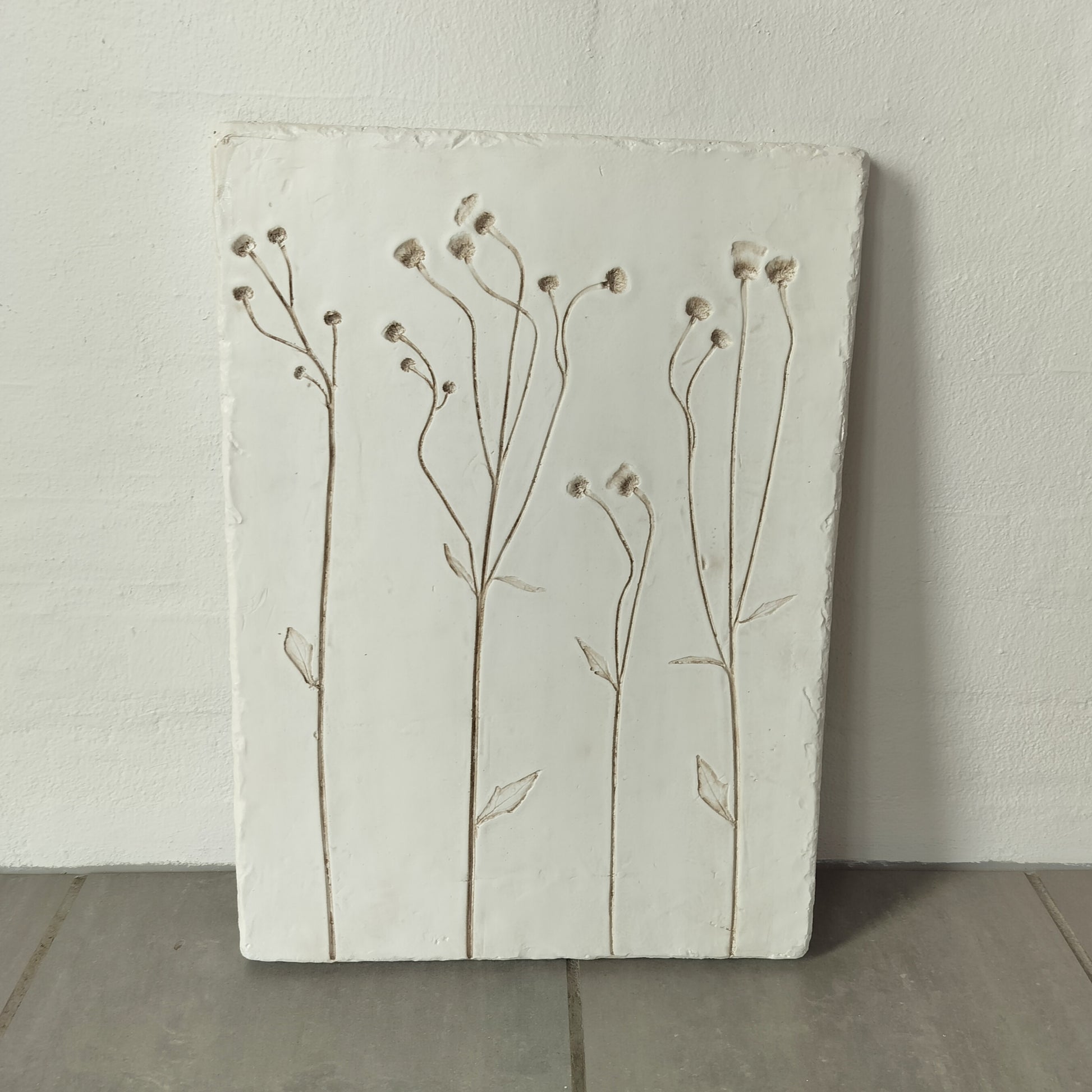 Ib Laursen - Billede med blomsteraftryk i gips B 32 x H 45 cm
