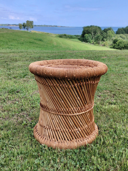 Secondhand - Retro elefantfod af bambus og flet Ø 35,5 x H 36,5 cm