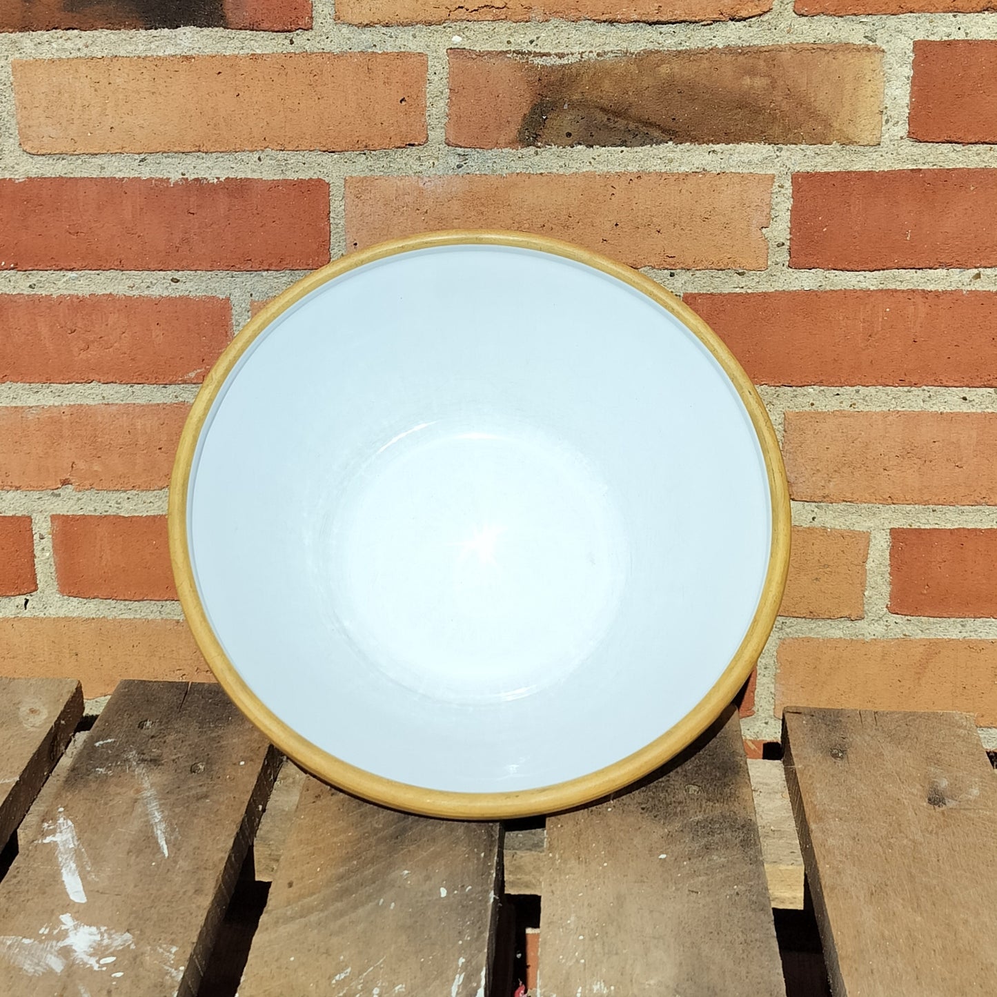 Secondhand - Lerfad hvid Ø 30 x H 11,5 cm