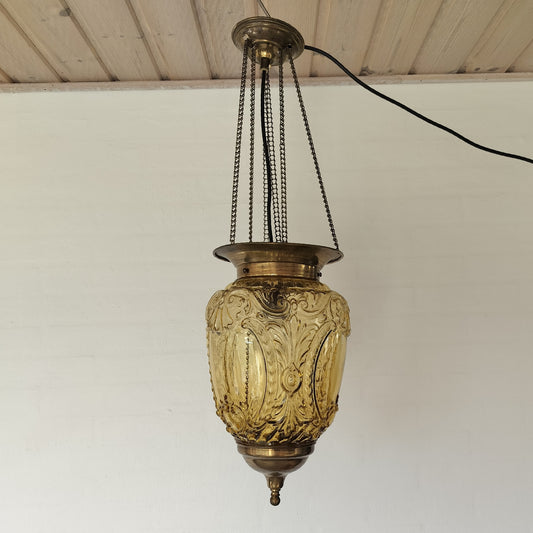 Secondhand - Smuk gul glas lampe