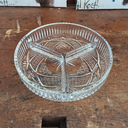 Secondhand - Rundt glasfad med opdeling