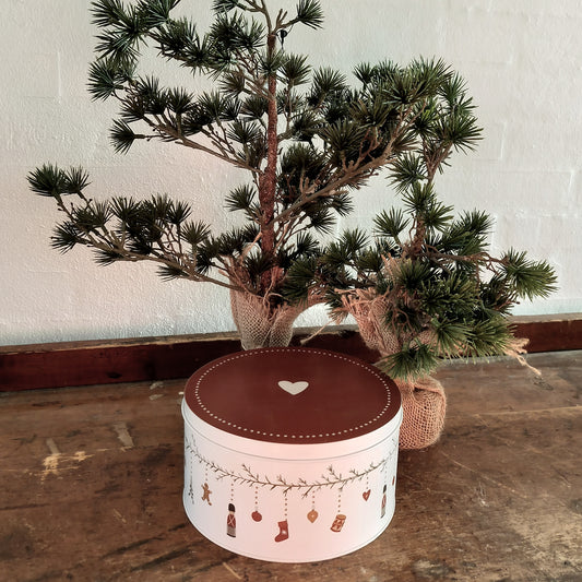 Ib Laursen - Kagedåse rund med ranke og julefigurer