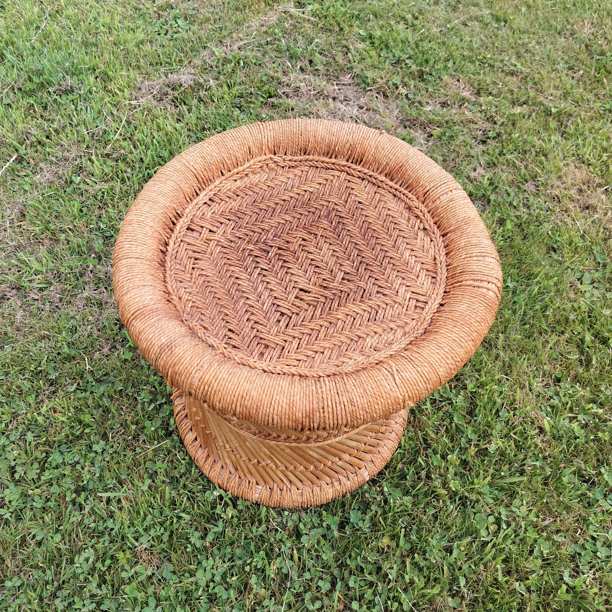 Secondhand - Retro elefantfod af bambus og flet Ø 35,5 x H 36,5 cm