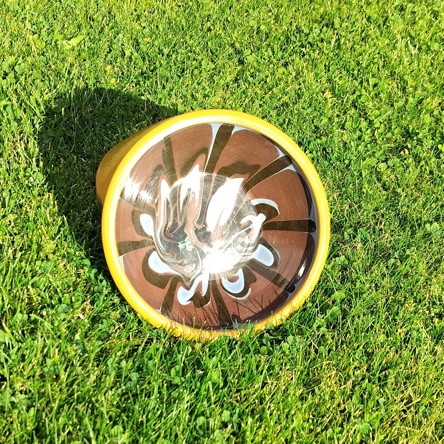 Secondhand - Lille lerskål fra Abbednæs potteri Ø 16,5 x H 5,5 cm mønster 1