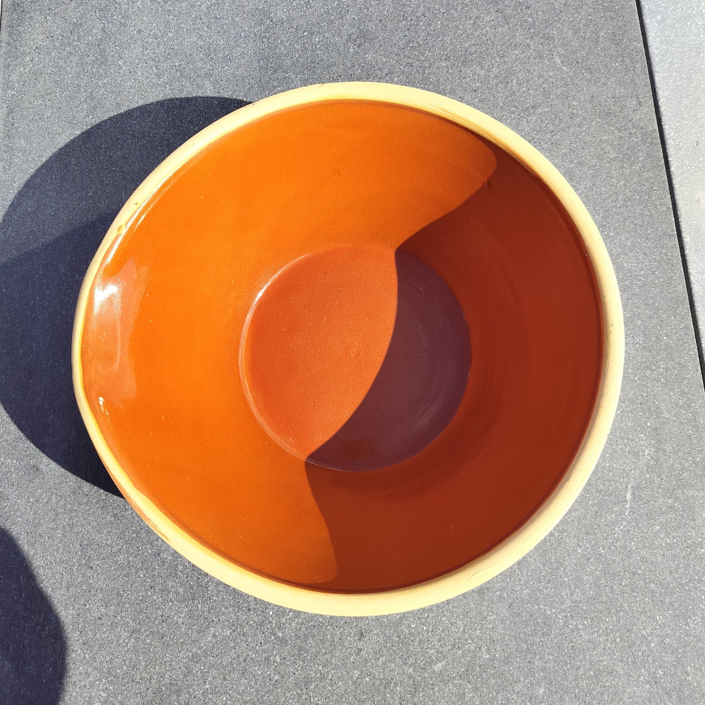 Secondhand - Stort lerfad, Ø 35/36,5 x H 12,5 cm