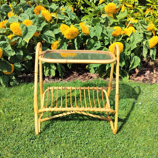 Secondhand - Bambus avisholder med glasplade (6)