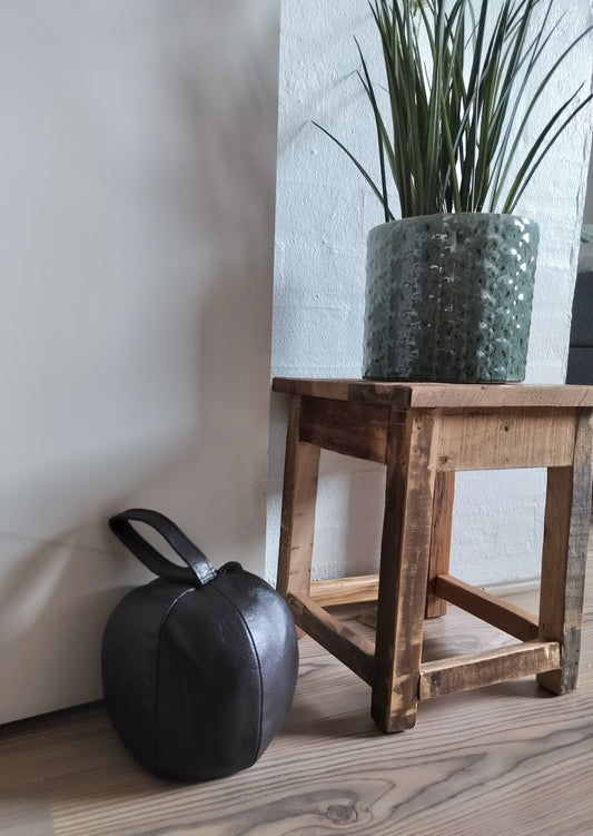 Dørstopper rund med håndtag i mørkebrun