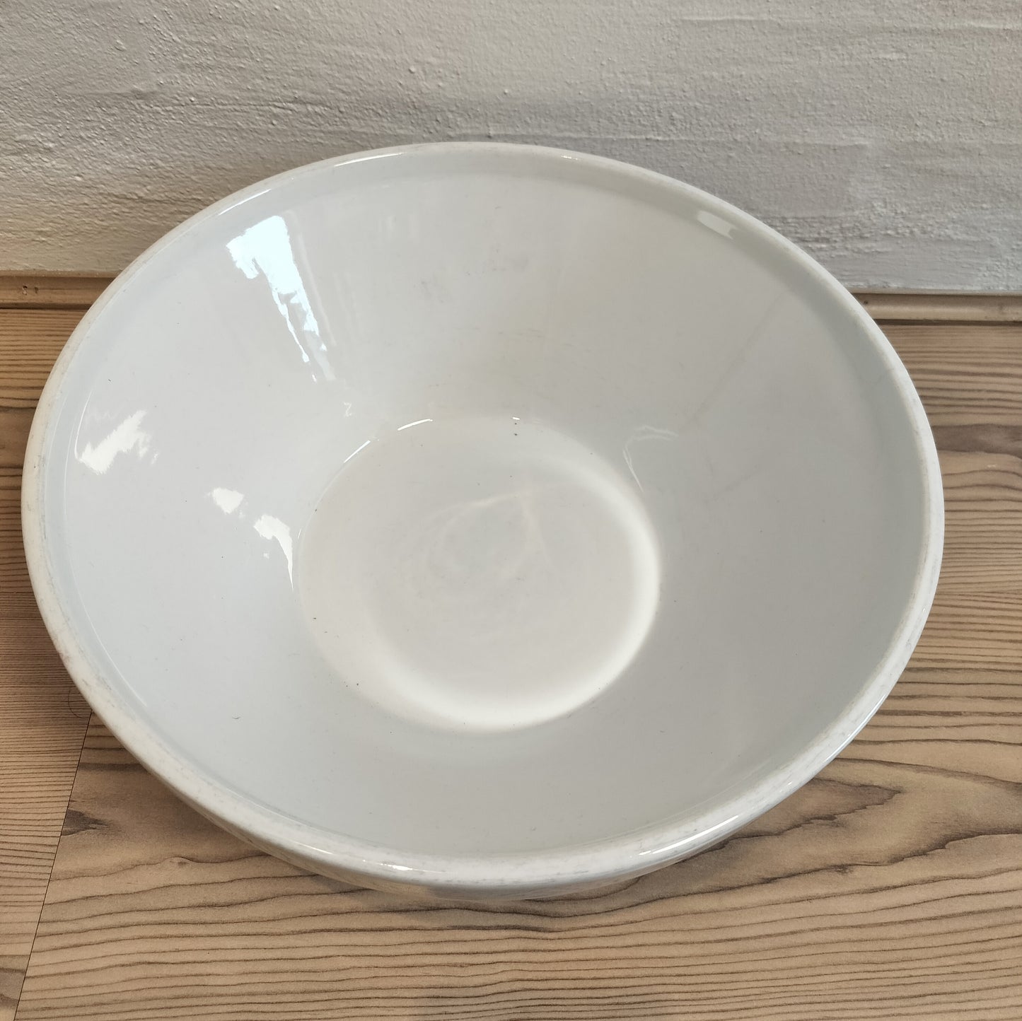 Secondhand - lerfad hvidglaseret Ø 35 x H 13 cm