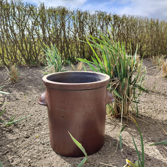 Secondhand - Stor tysk syltekrukke med ører 20L (Ø 33,5 x H 35,5 cm)