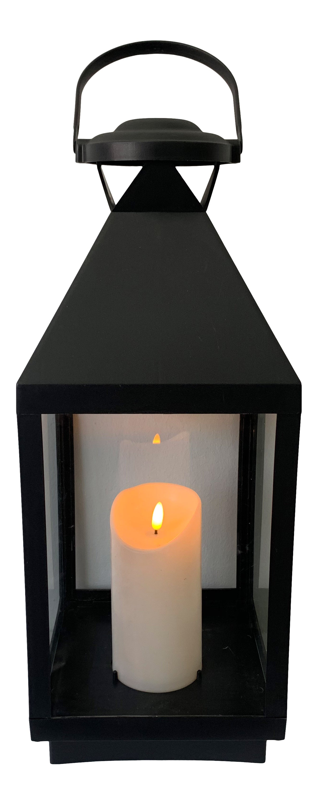 Sort lanterne med LED lys (plast) 23x23x45 cm