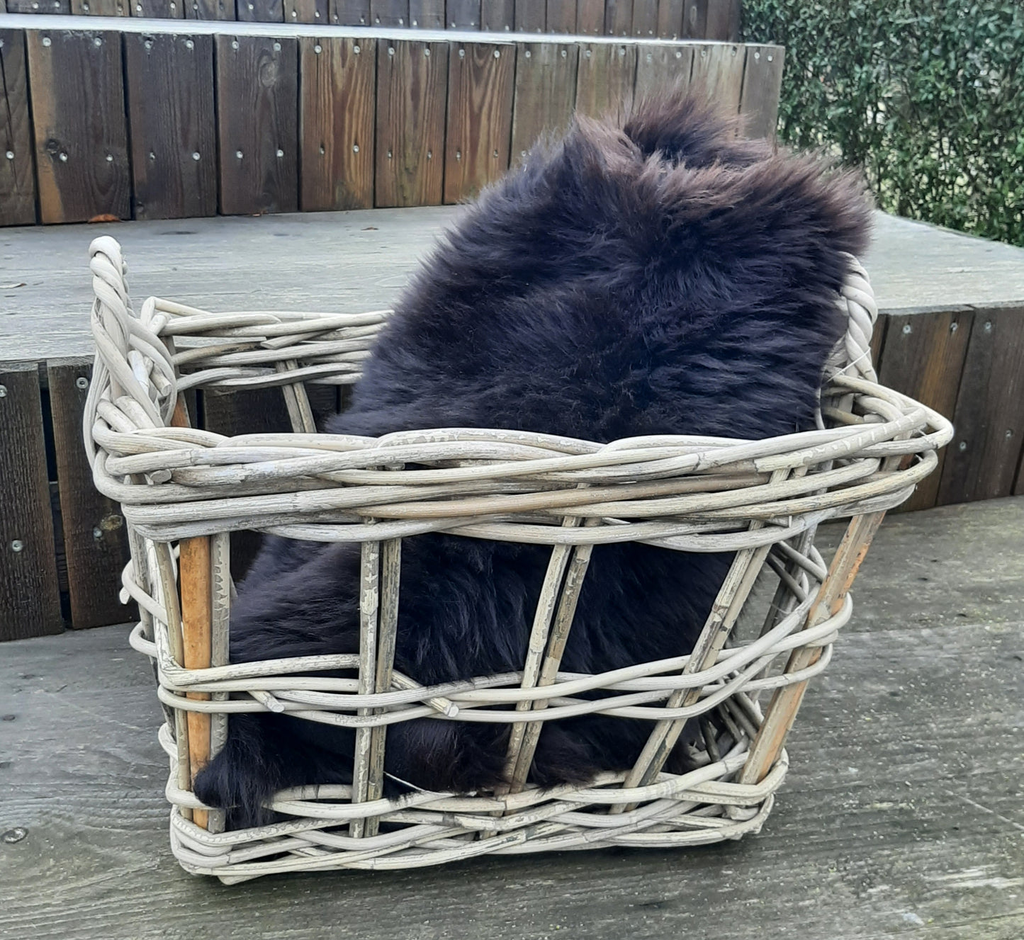 Flettet rattan tøjkurv - lille 48x35xH30 cm