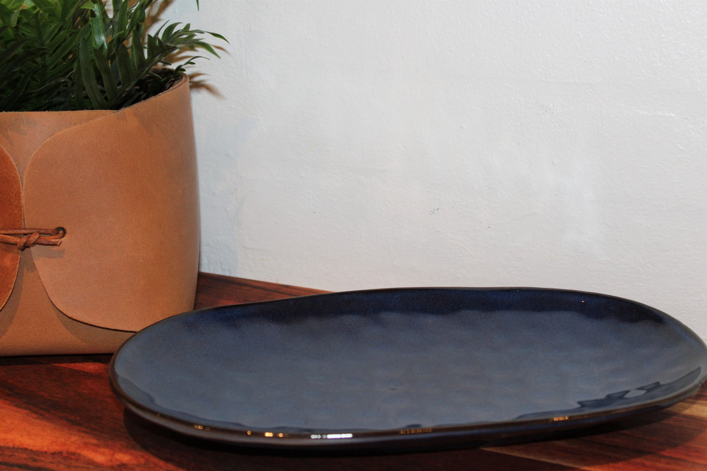 Serveringsfad Blå oval 31x17,5cm
