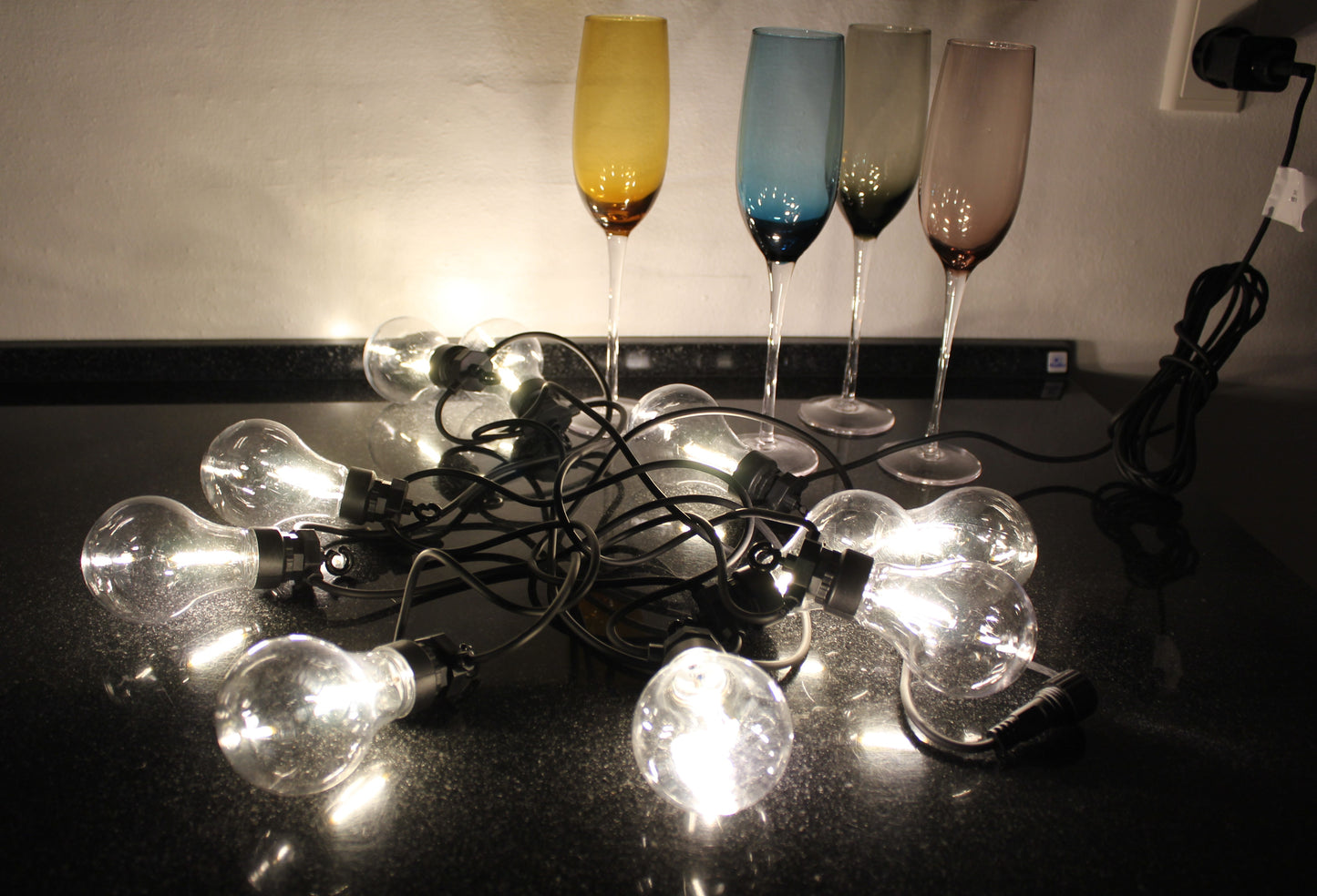 Party Lyskæde med 10 klare LED pærer inkl. adapter