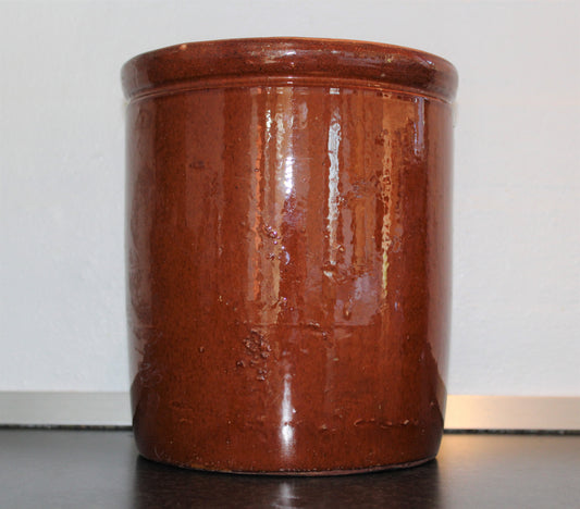Secondhand - Syltekrukke, nøddebrun  Ø 18,5 x  H 20,5 cm