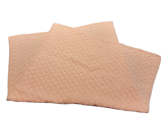 Håndstrikket lyserød baby tæppe 72x47 cm