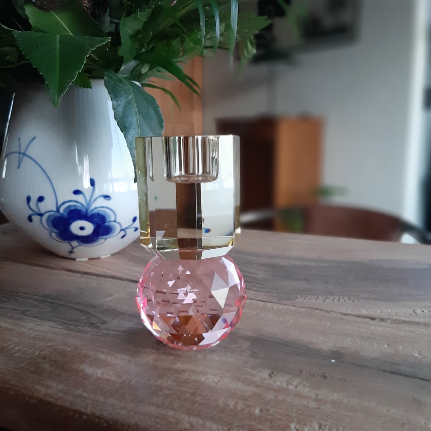 C'est Bon - Krystal Lysestage Lysegul-Pink 10,5 x 6 x 6 cm