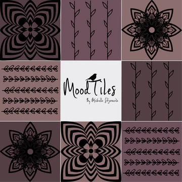 Moodtiles - Flisestickers med lilla blomster