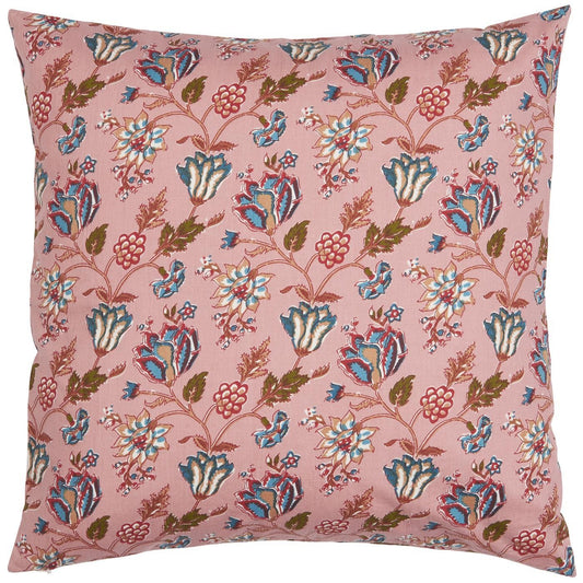 Ib Laursen – Amanda pudebetræk "Retro Rosa" med blå blomster – 50 x 50 cm