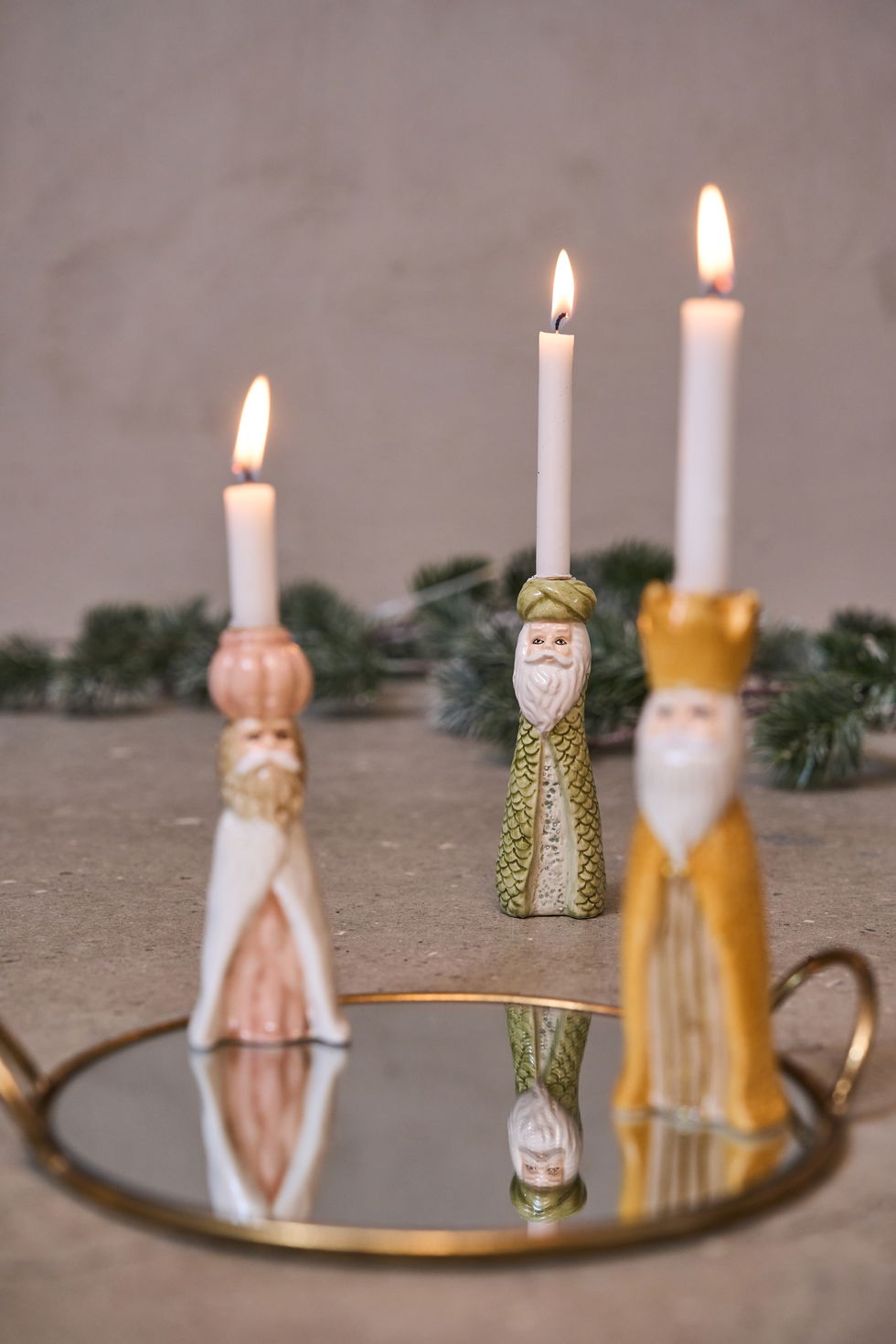 3 Vise Mænd i keramik med lys