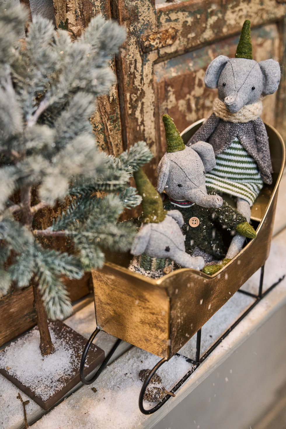 Juleslæde i rustik antik look L 36 x B 18 x H 23 cm