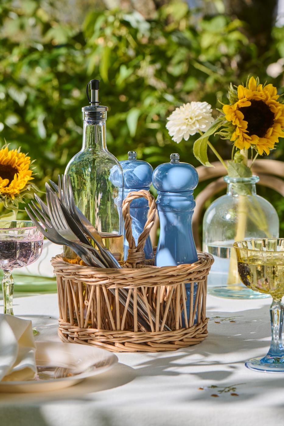 Ib Laursen - Rund kurv med 4 rum og hank Ø 20 x H 10/18 cm