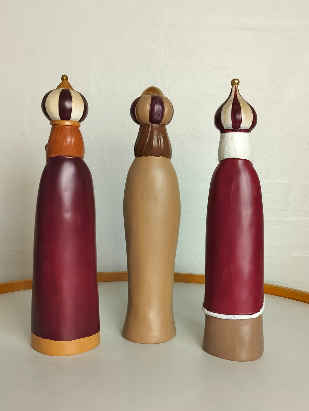 De 3 vise mænd figurer H 30 cm, bordeaux, 3 stk. (hellig 3 konger)