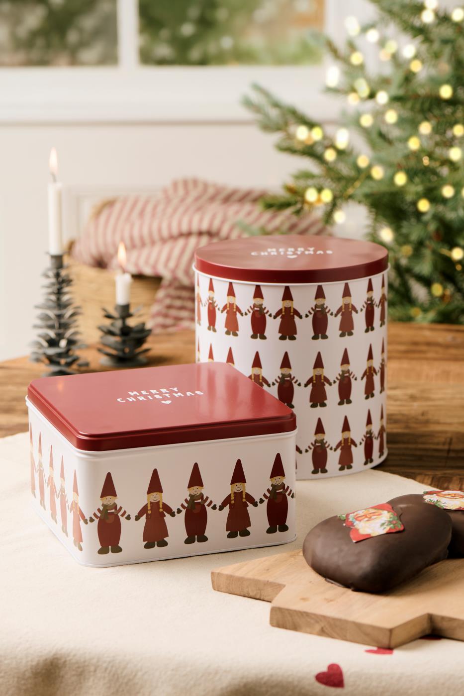 Ib Laursen - Kagedåse med nisser (rund)