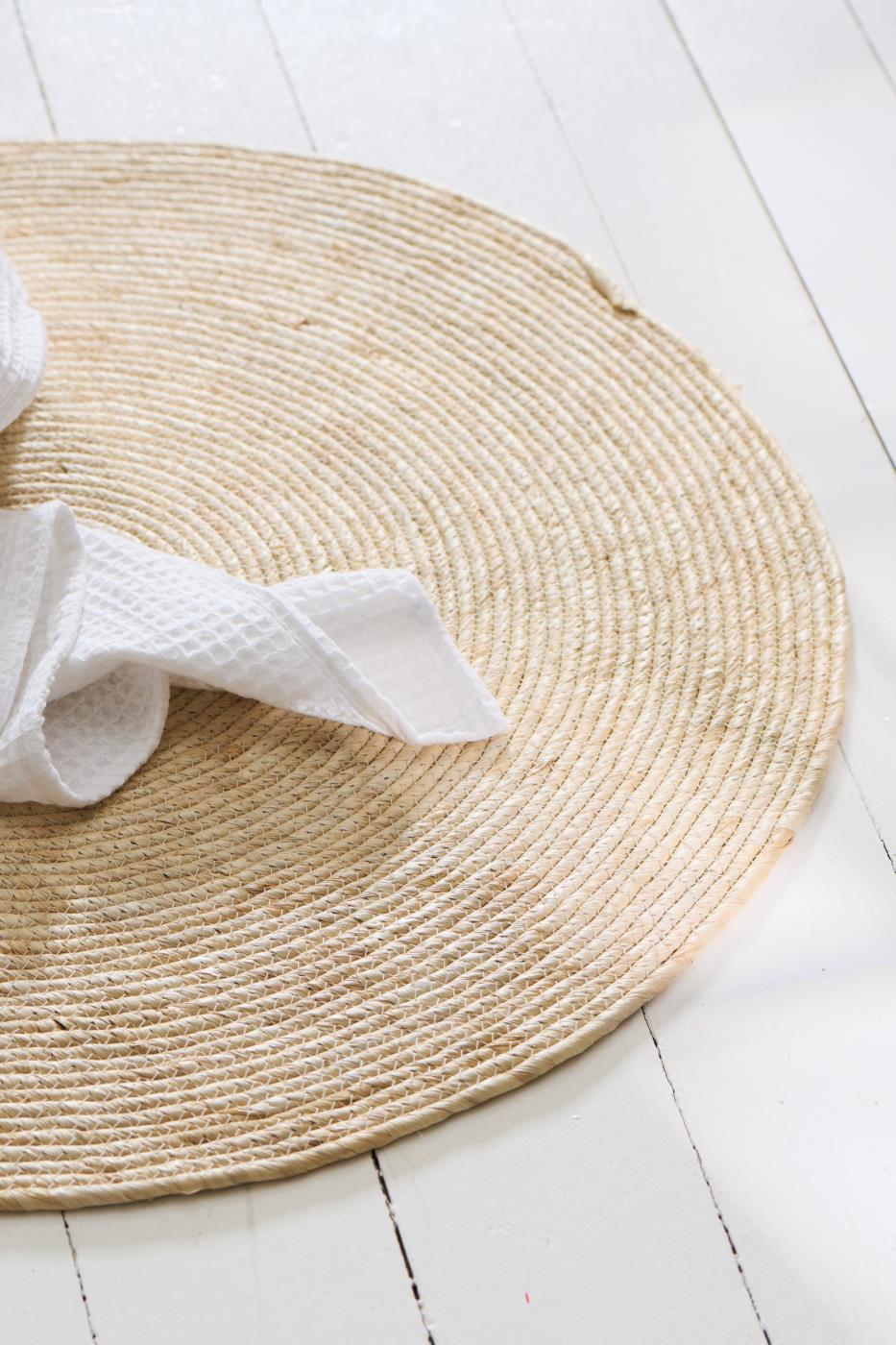 Ib Laursen - Gulvmåtte rund hvid majs Ø 80 cm